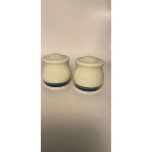 Vintage‎ Pfaltzgraff Northwinds Ceramic Blue Green Stripes Salt Pepper Shakers